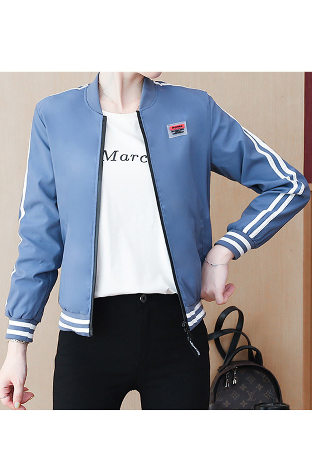 Women Warm Double Sided Stylish Zipper Closure Jacket