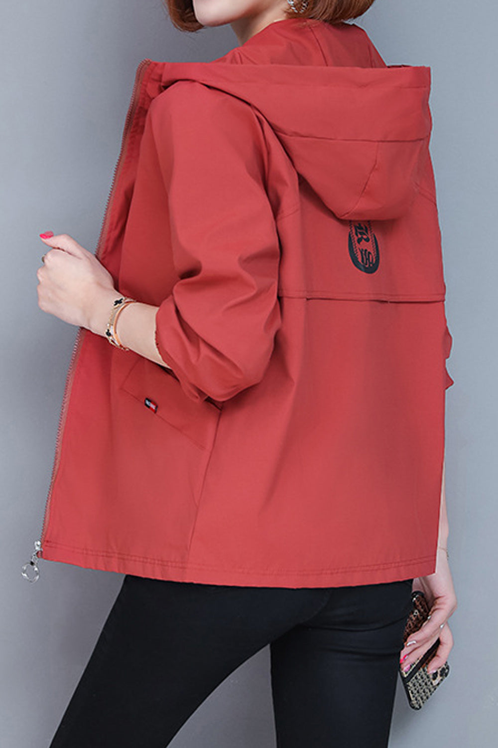 Women Solid Color Decent Style Hooded Neck Warm Jacket
