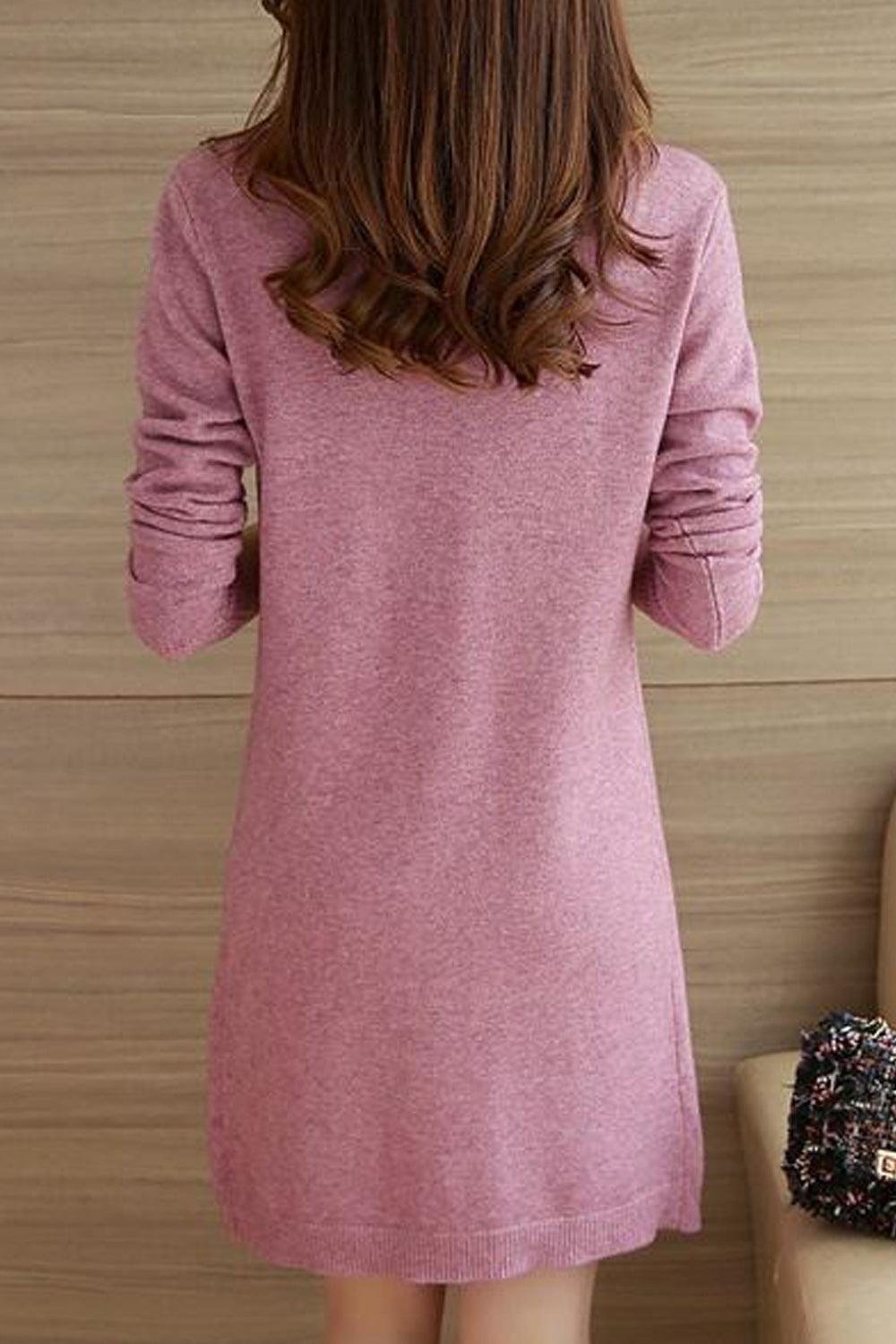 Women Mid Length Elegant Styled Solid Colored Warm Cardigan