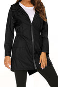Women Windproof Zip Up Solid Color Casual Jacket