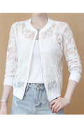Women Floral Mesh Pattern Solid Color Winter Jacket