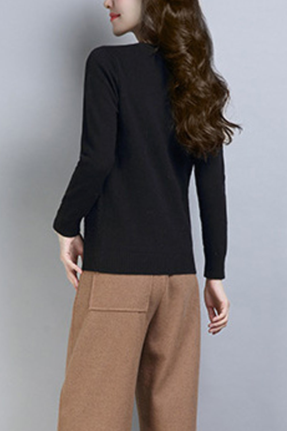 Women Trendy V-Neck Button Down Solid Pattern Warm Cardigan