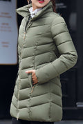 Women Long Sleeve Hooded Fur Neck Fashionable Thick Padded Jacket