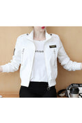 Women Stand Collar Zipper Closure Fashionable Jacket
