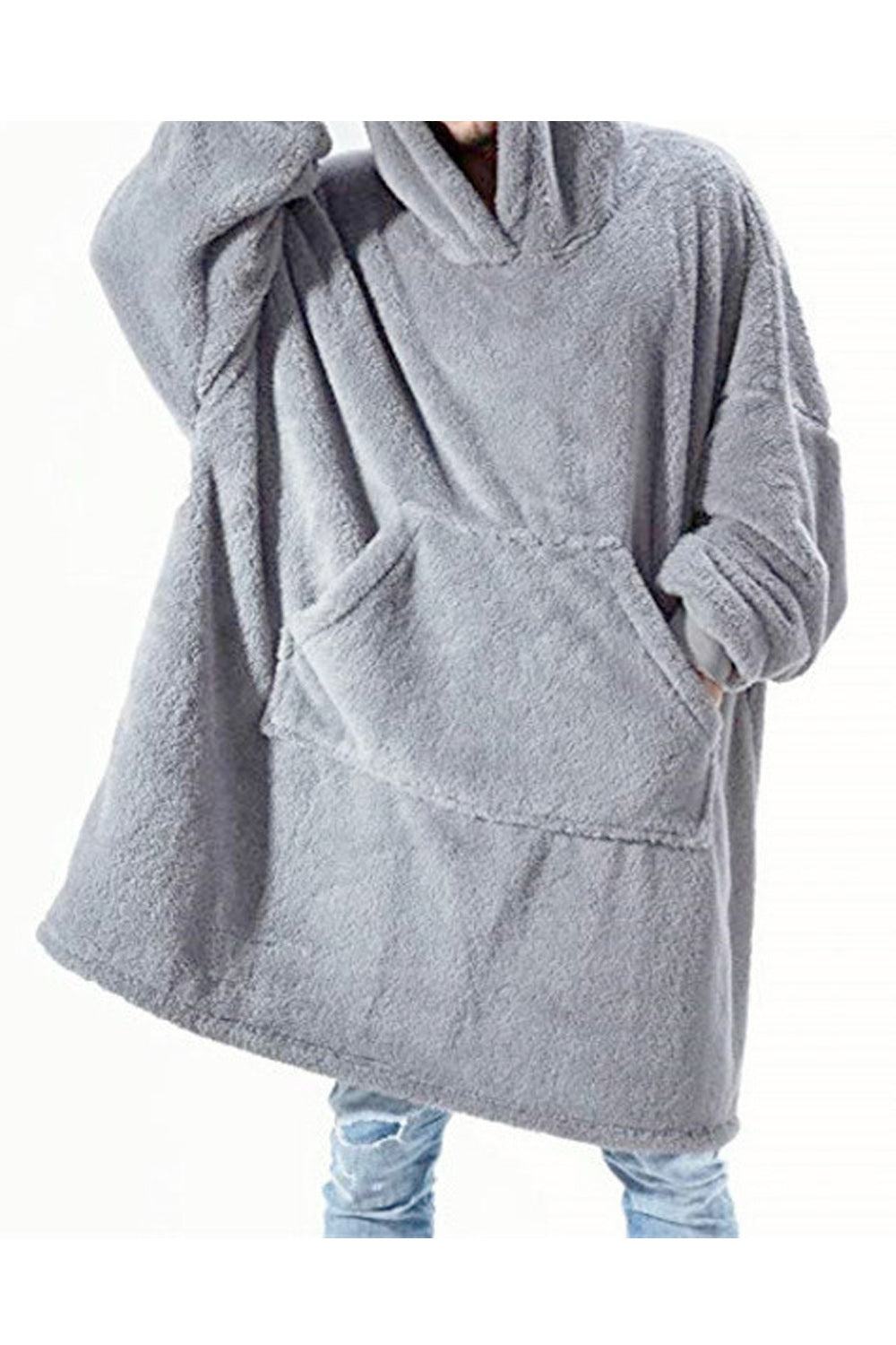 Women Warm Loose Fit Hooded Neck Solid Color Hoodie