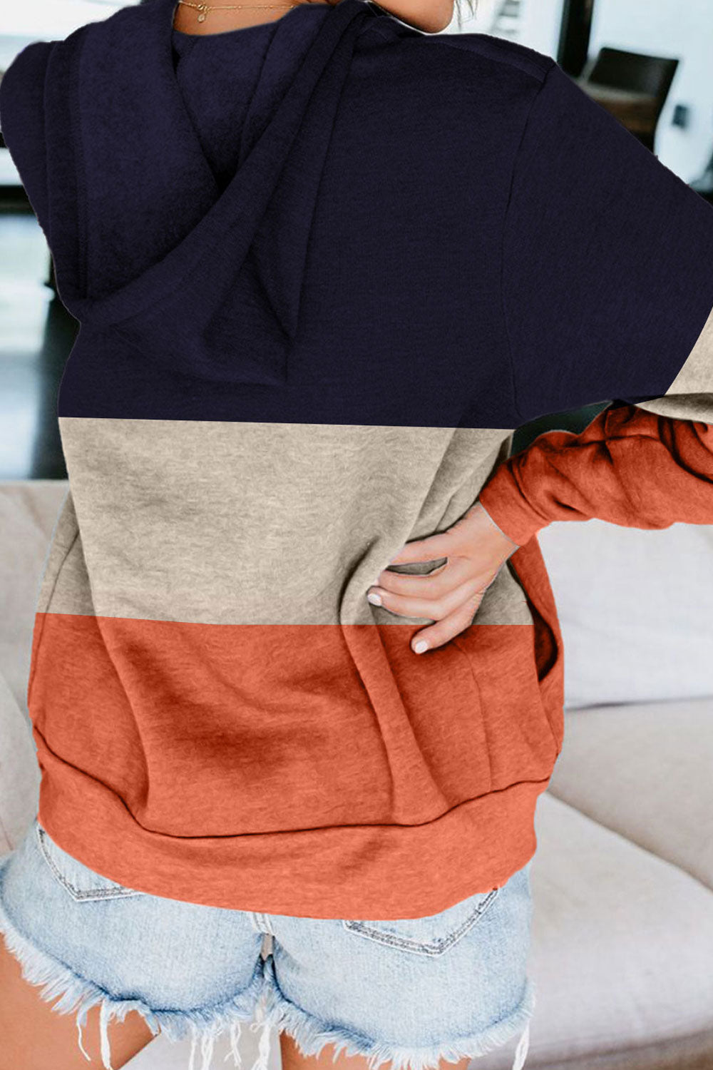 Women Admirable Contrast Color Zipper Closure warm Hoodie