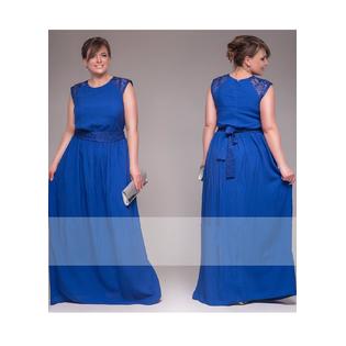 Women Lace Shoulders Sleeveless Long Plus Size Gown