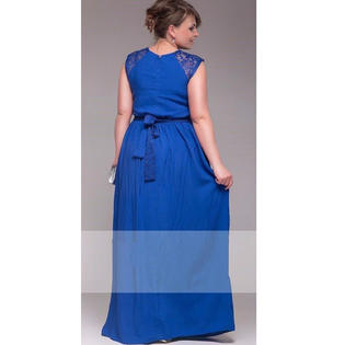 Women Lace Shoulders Sleeveless Long Plus Size Gown