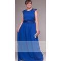 Women Lace Shoulders Sleeveless Long Plus Size Gown