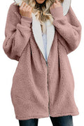 Women Cute Solid Color Loose Fit Zipper Closure Hoodie