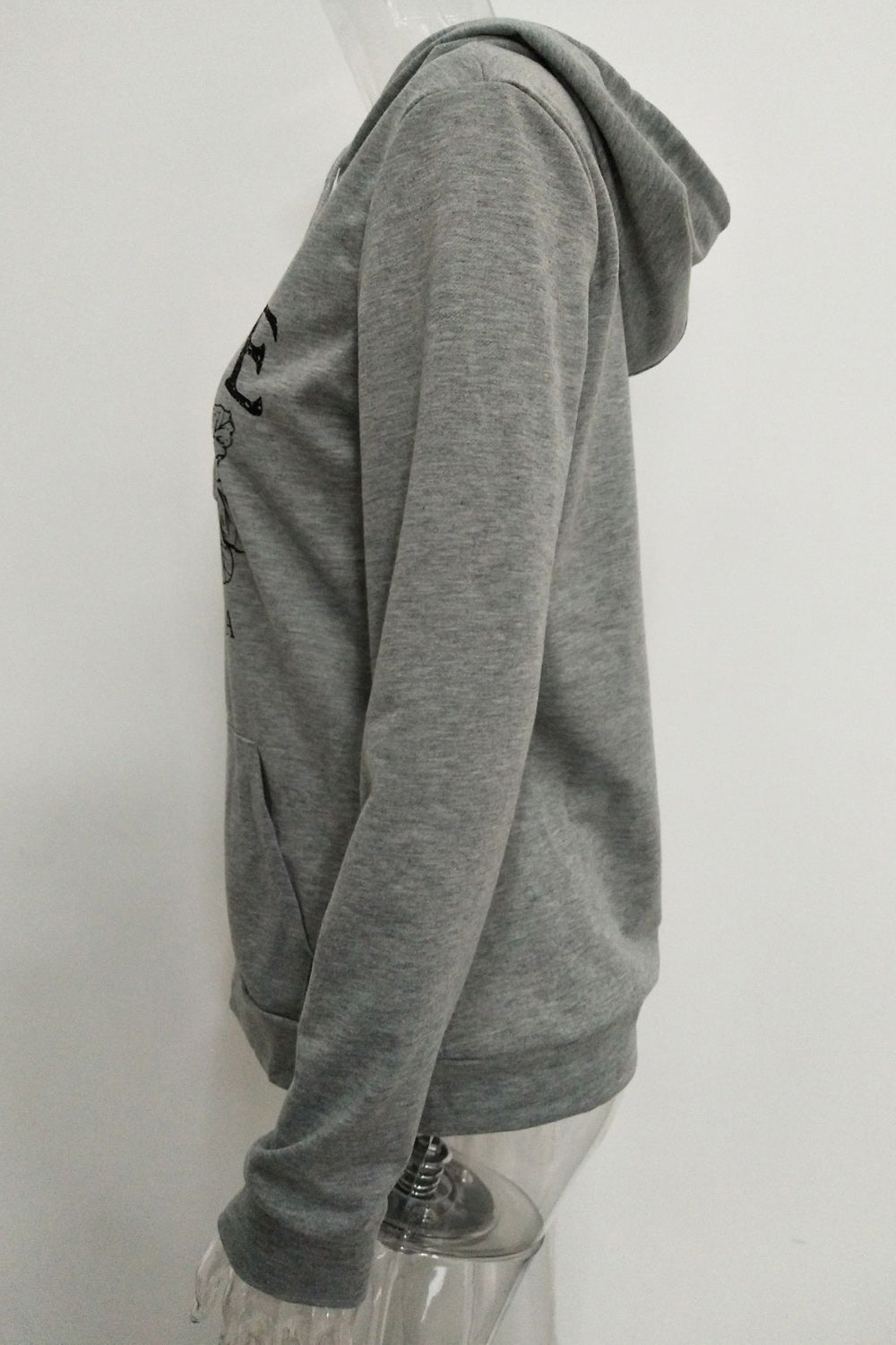 Women Letter Printed Elegant Solid Color Hooded Neck Warm Hoodie