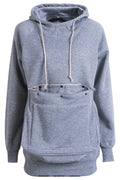 Women Cute Kangaroo Style Pocket Solid Color Hoodie