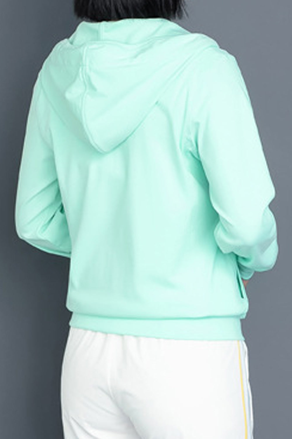 Women Simple Zipper Closure Hooded Neck Hoodie