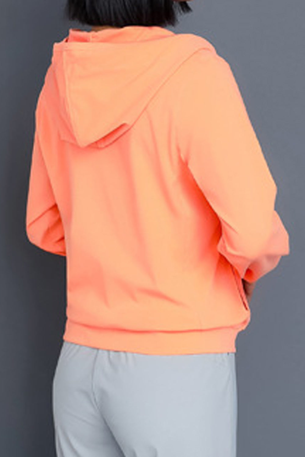 Women Simple Zipper Closure Hooded Neck Hoodie