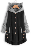 Women Cute Bear Print Warm Casual Hoodie