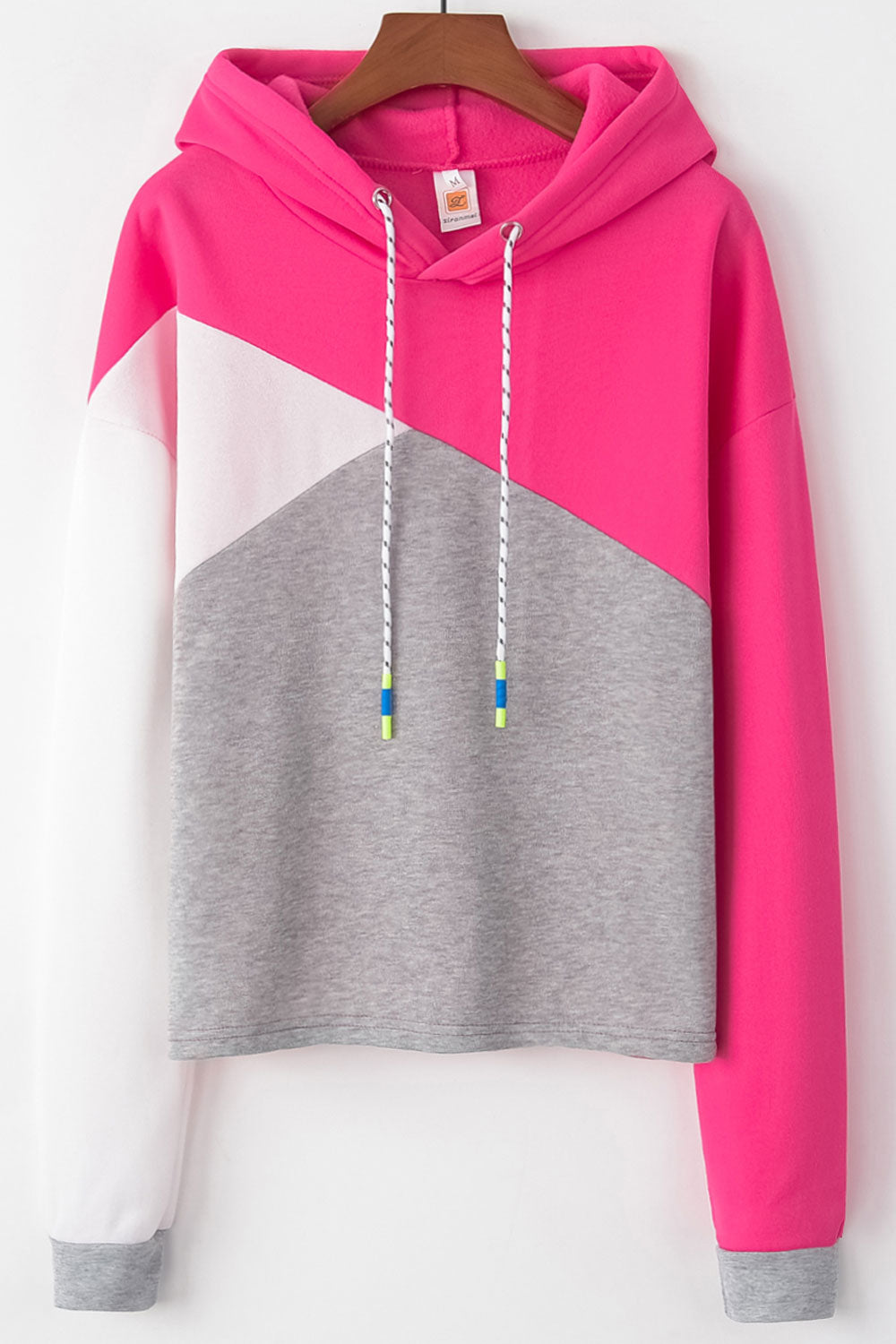 Women Drawstring Beautiful Contrast ColorLoose Fit Warm Hoodie