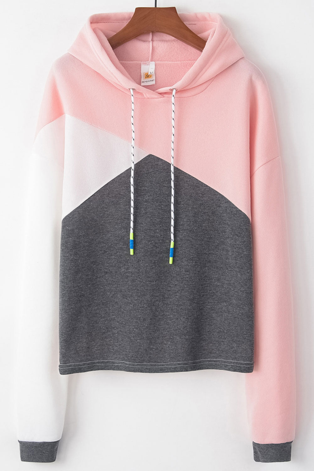 Women Drawstring Beautiful Contrast ColorLoose Fit Warm Hoodie
