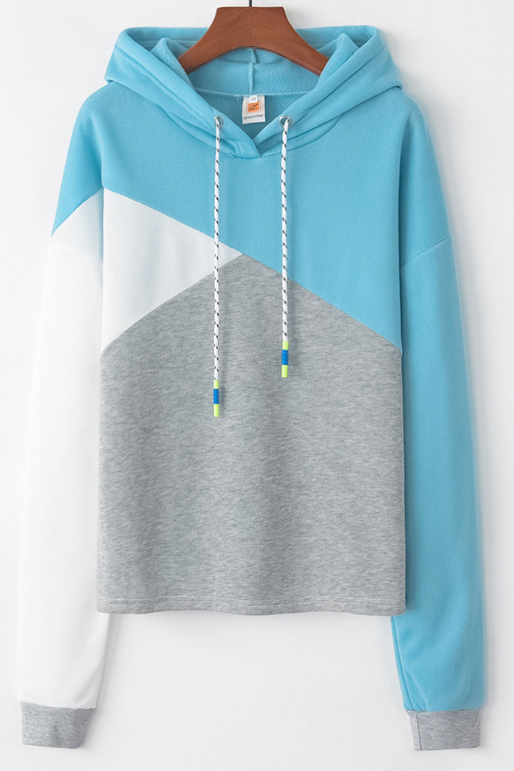 Women Drawstring Beautiful Contrast ColorLoose Fit Warm Hoodie