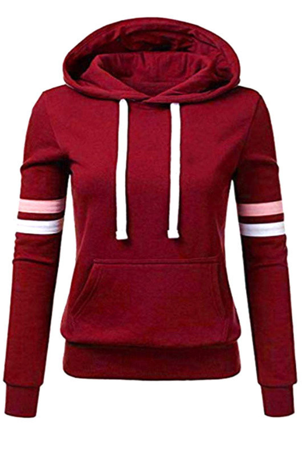 Women Striped Pattern Sleeve Hooded Neck Stylish Hoodie
