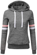 Women Striped Pattern Sleeve Hooded Neck Stylish Hoodie