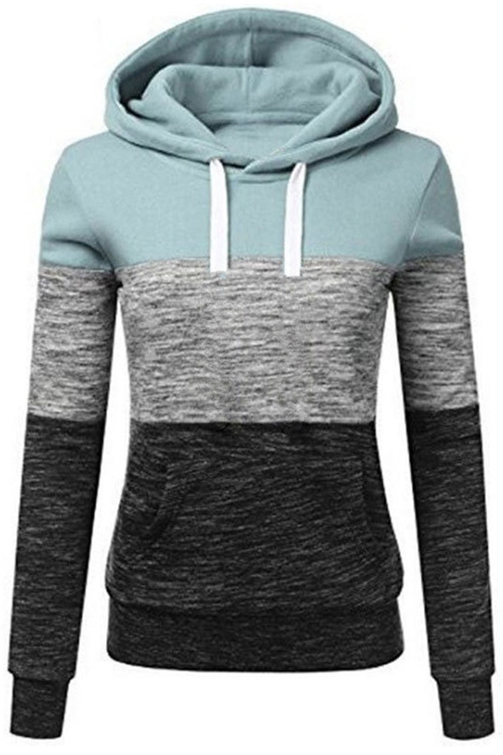 Women Hooded Neck Contrast Color Slim FIt Hoodie