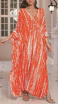 Women Fashionable Printed Style Summer Long Length Short Sleeve Soft Dress