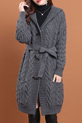 Women Cute Knee Length Button Closure Long Sleeve Casual Cardigan