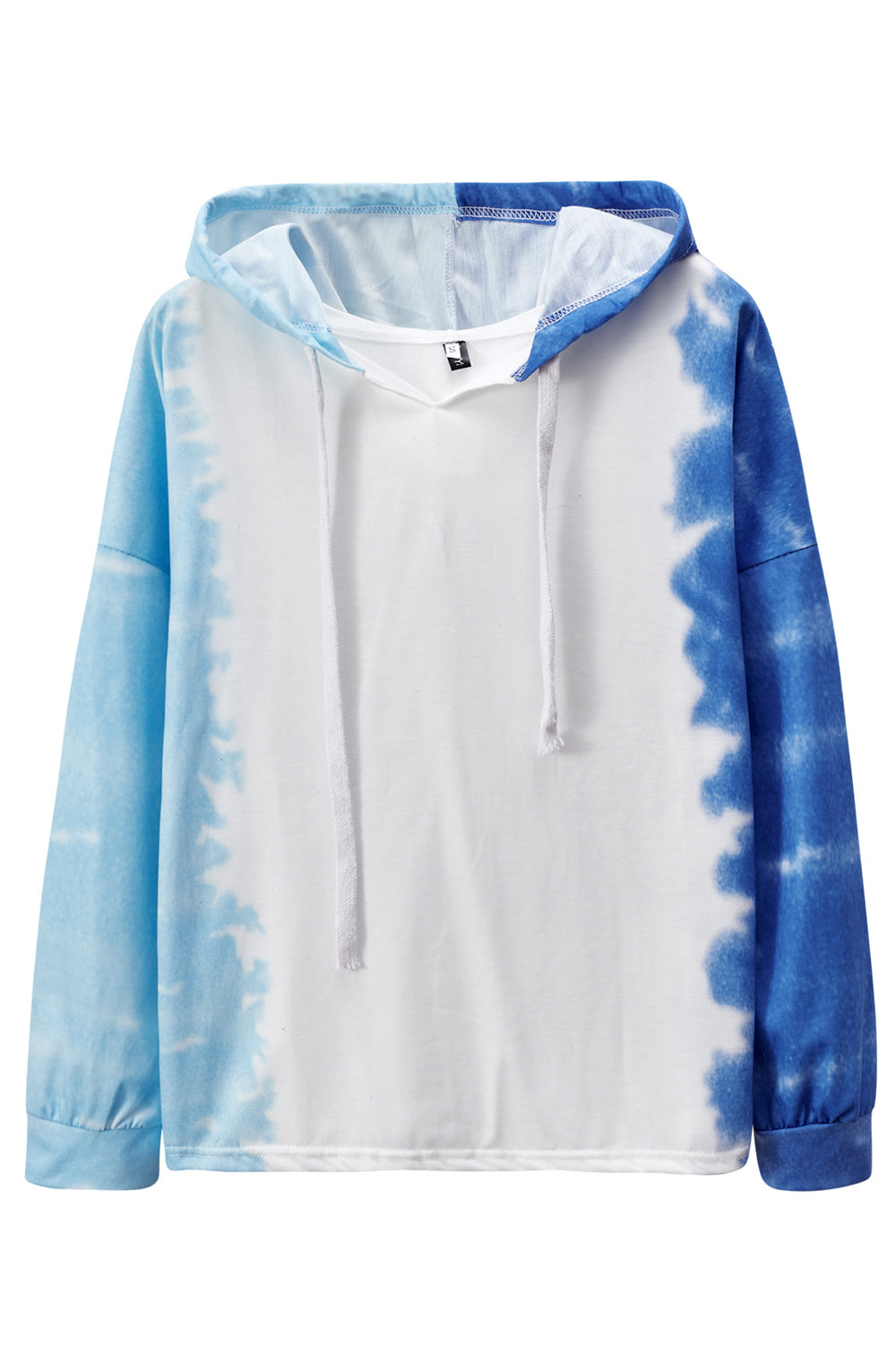 Women Beautiful Tie Dye Printed Ribbed Cuff Drawcord Warm Hoodie