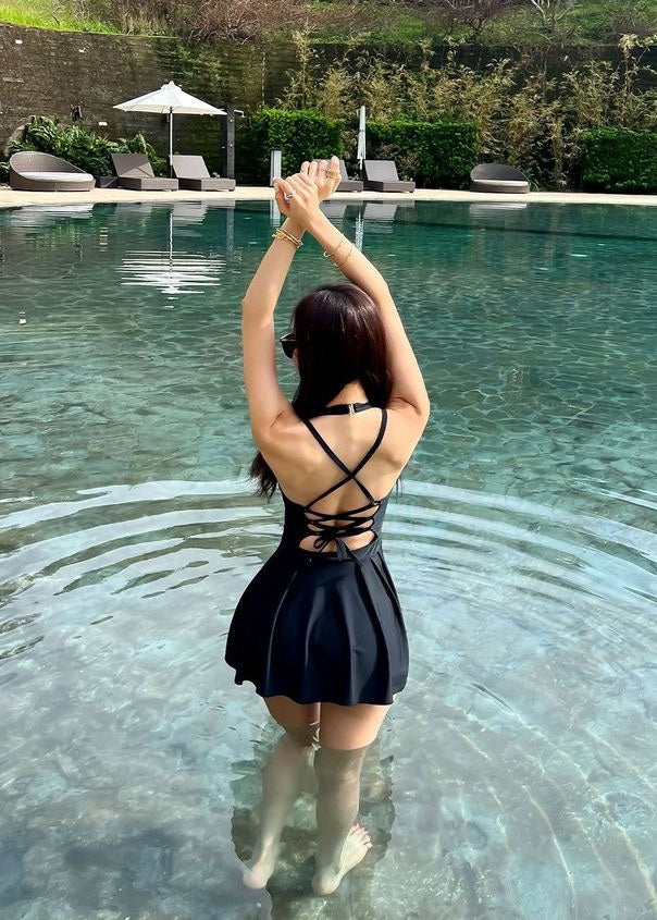 Women Wonderful Solid Colored Deep V-Neck Soft Skirt Style Beach Dress
