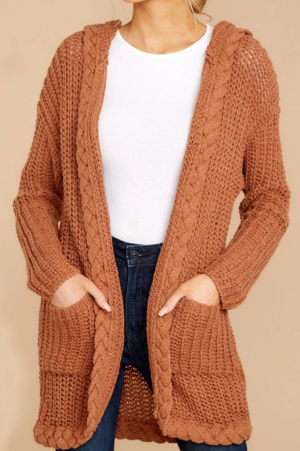 Women Pocket Styled Long Sleeve Cozy Cardigan