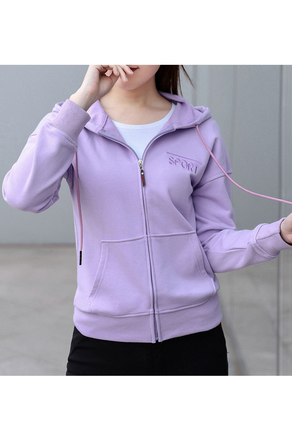 Women Regular Fit Solid Color Zip Up Style Decent Hoodie