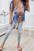 Women Round Neck Tie Dye Printed Warm Long Sleeve Sweatshirt