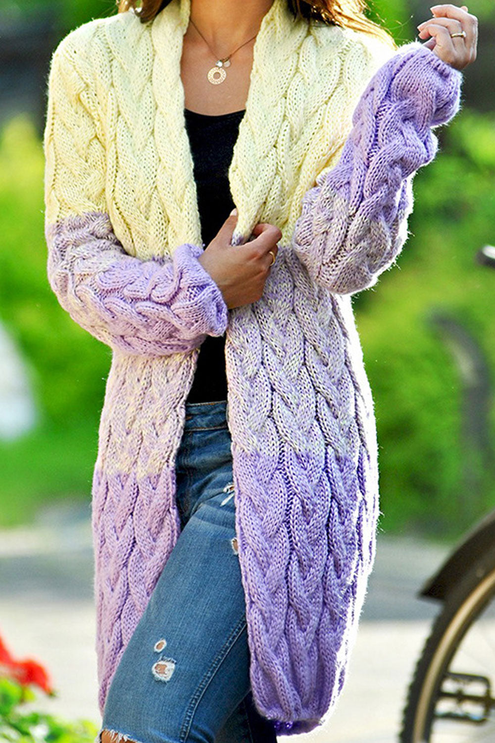 Women Contrast Color Front Open Regular Fit Stylish Cardigan
