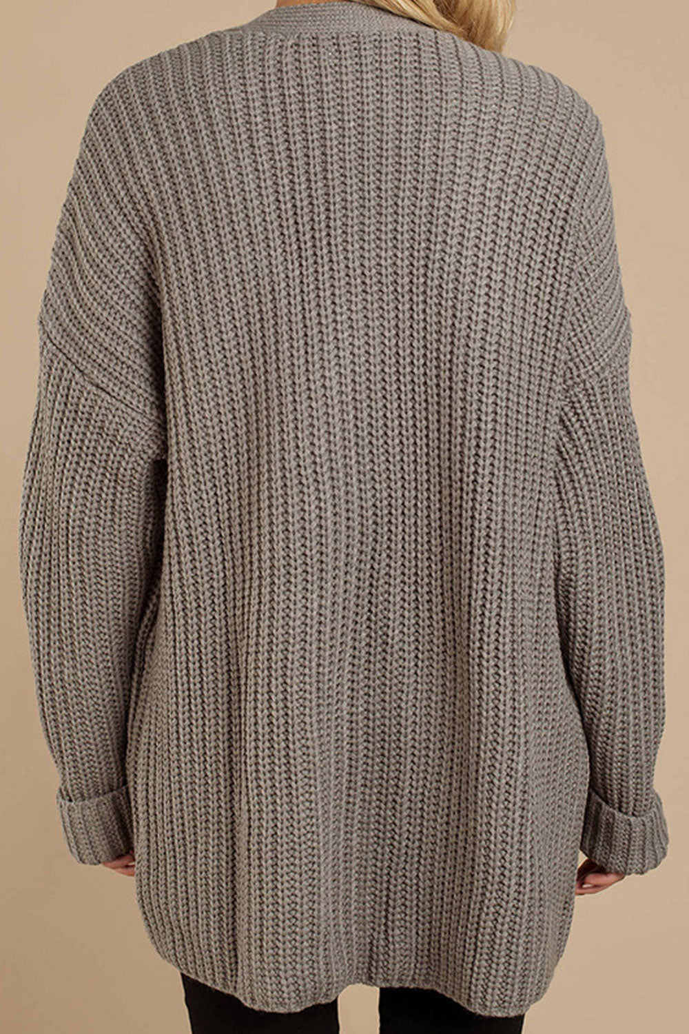 Women Comfortable Front Open Long Sleeve Solid Color Pattern Cardigan