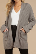 Women Comfortable Front Open Long Sleeve Solid Color Pattern Cardigan