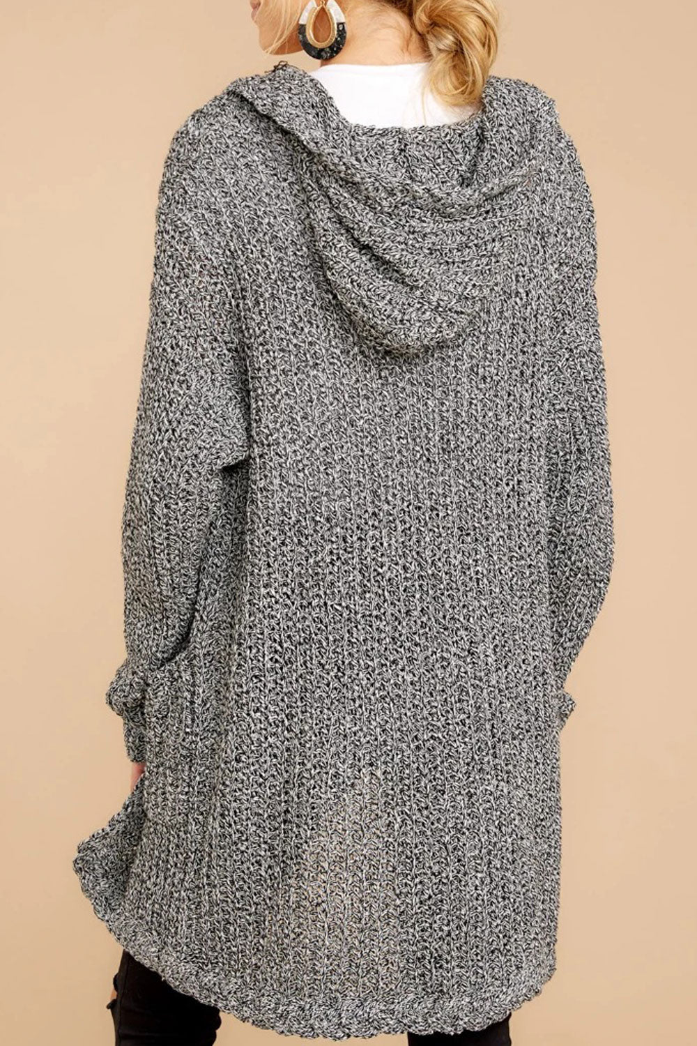 Women Cute Solid Colored Easy Hooded Neck Front Open Cardigan