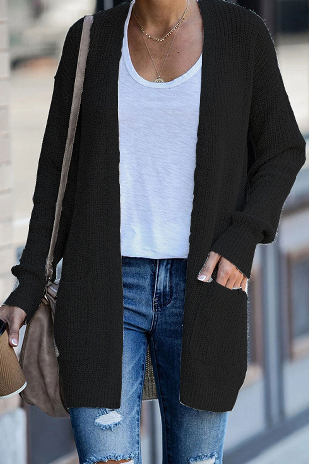 Women Round Neck Long Sleeve Comfortable Cozy Casual Winter Cardigan
