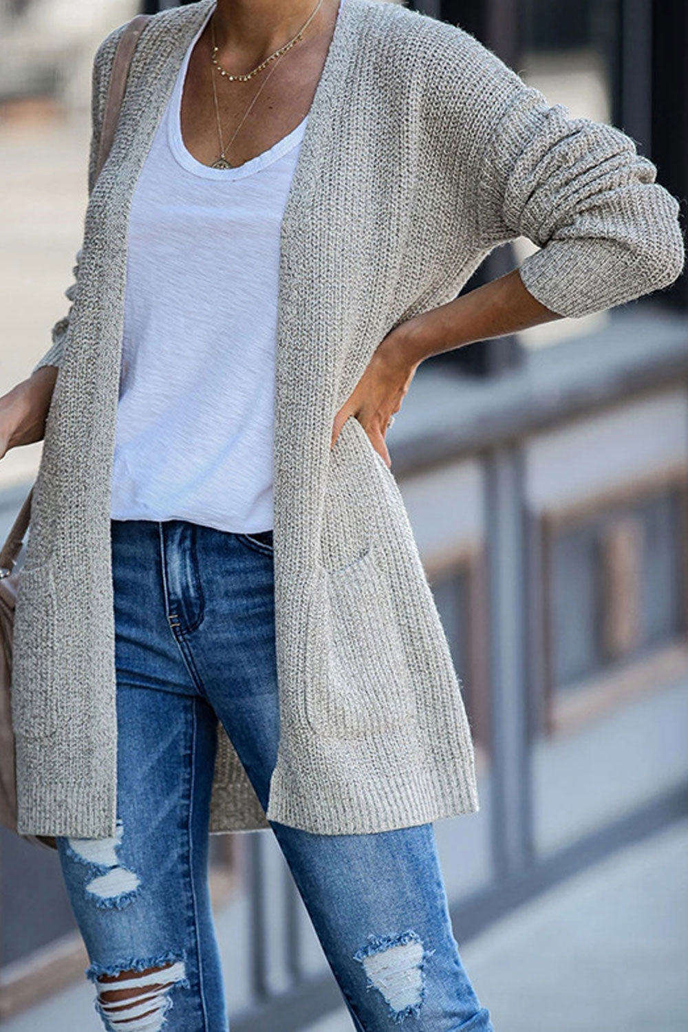 Women Round Neck Long Sleeve Comfortable Cozy Casual Winter Cardigan