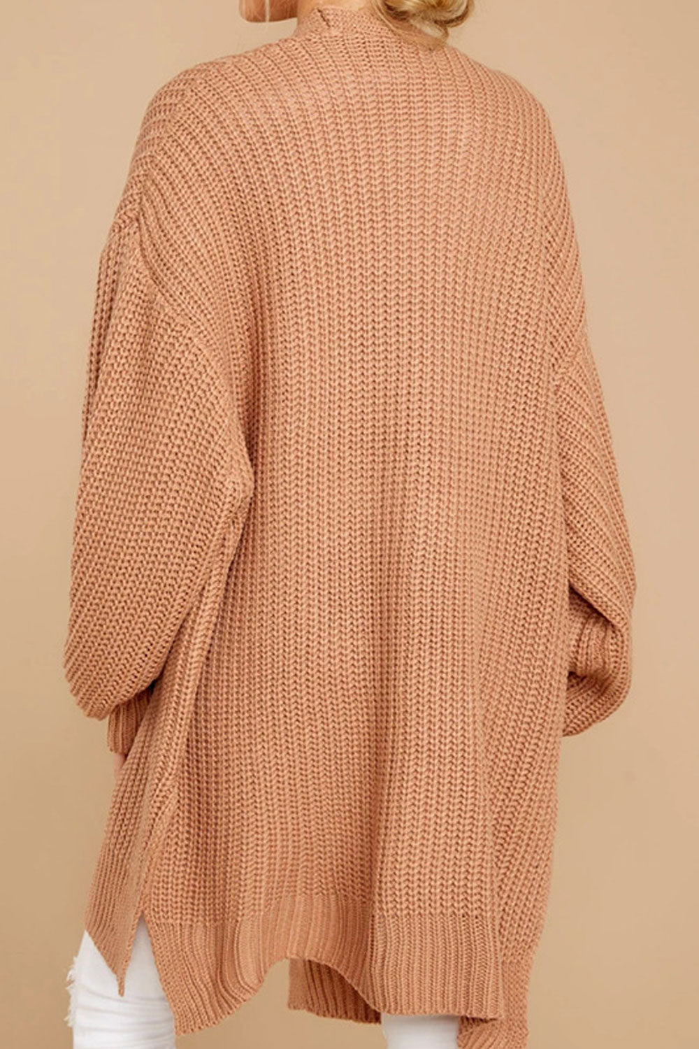 Women Front Open Style Long Sleeve Cozy Solid Pattern Modern Winter Cardigan