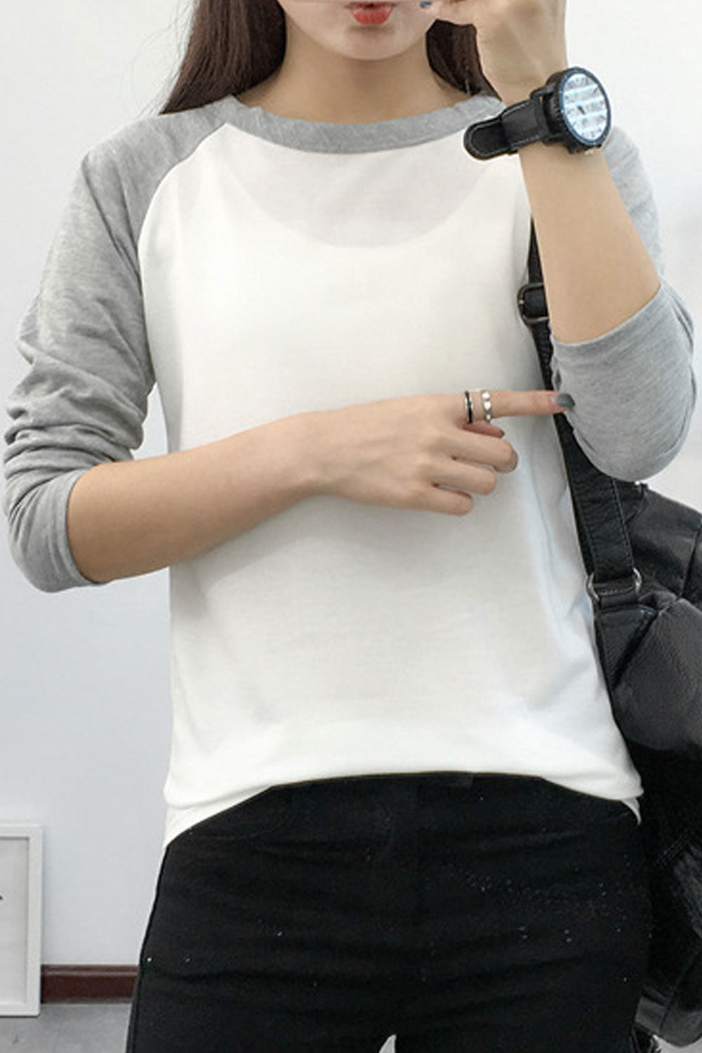 Women Casual Wear Contrast Color Long Sleeve Breathable Sweatshirt