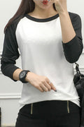 Women Casual Wear Contrast Color Long Sleeve Breathable Sweatshirt