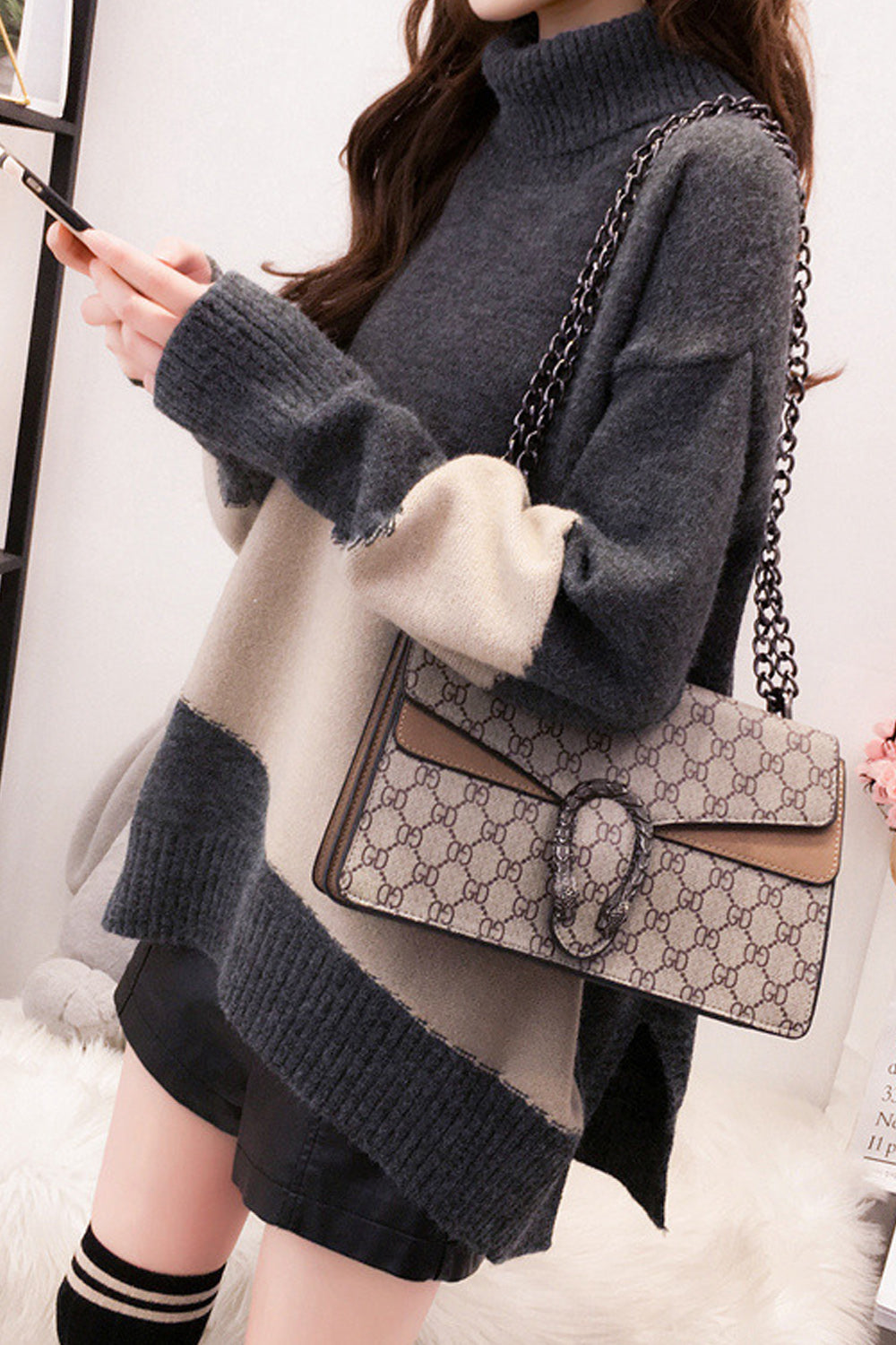 Women Warm High Neck Soft Knit Long Sleeve Sweater