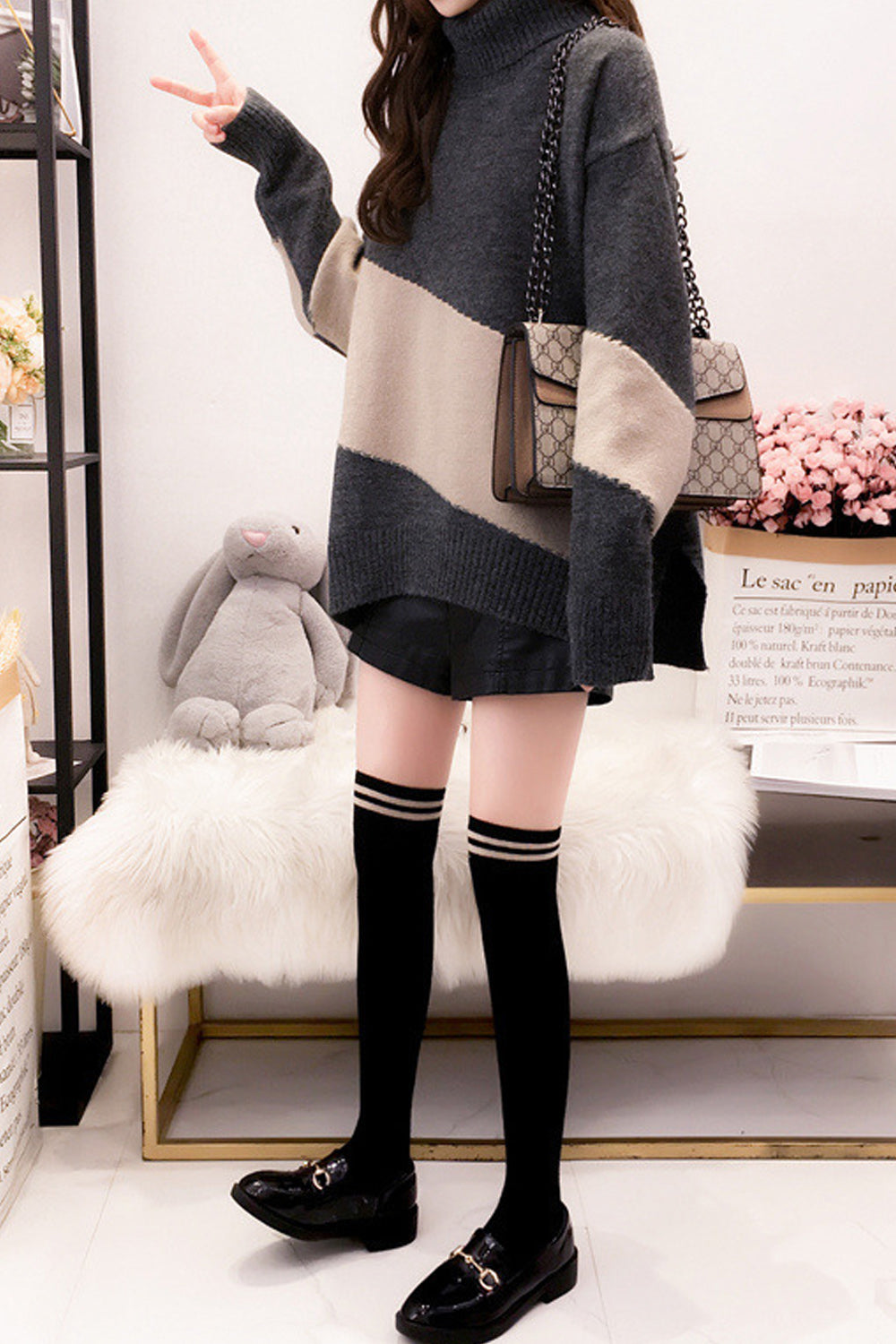 Women Warm High Neck Soft Knit Long Sleeve Sweater