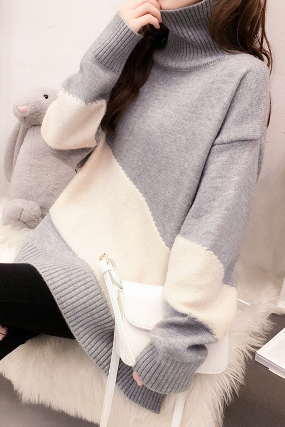 Women Warm High Neck Soft Knit Long Sleeve Sweater