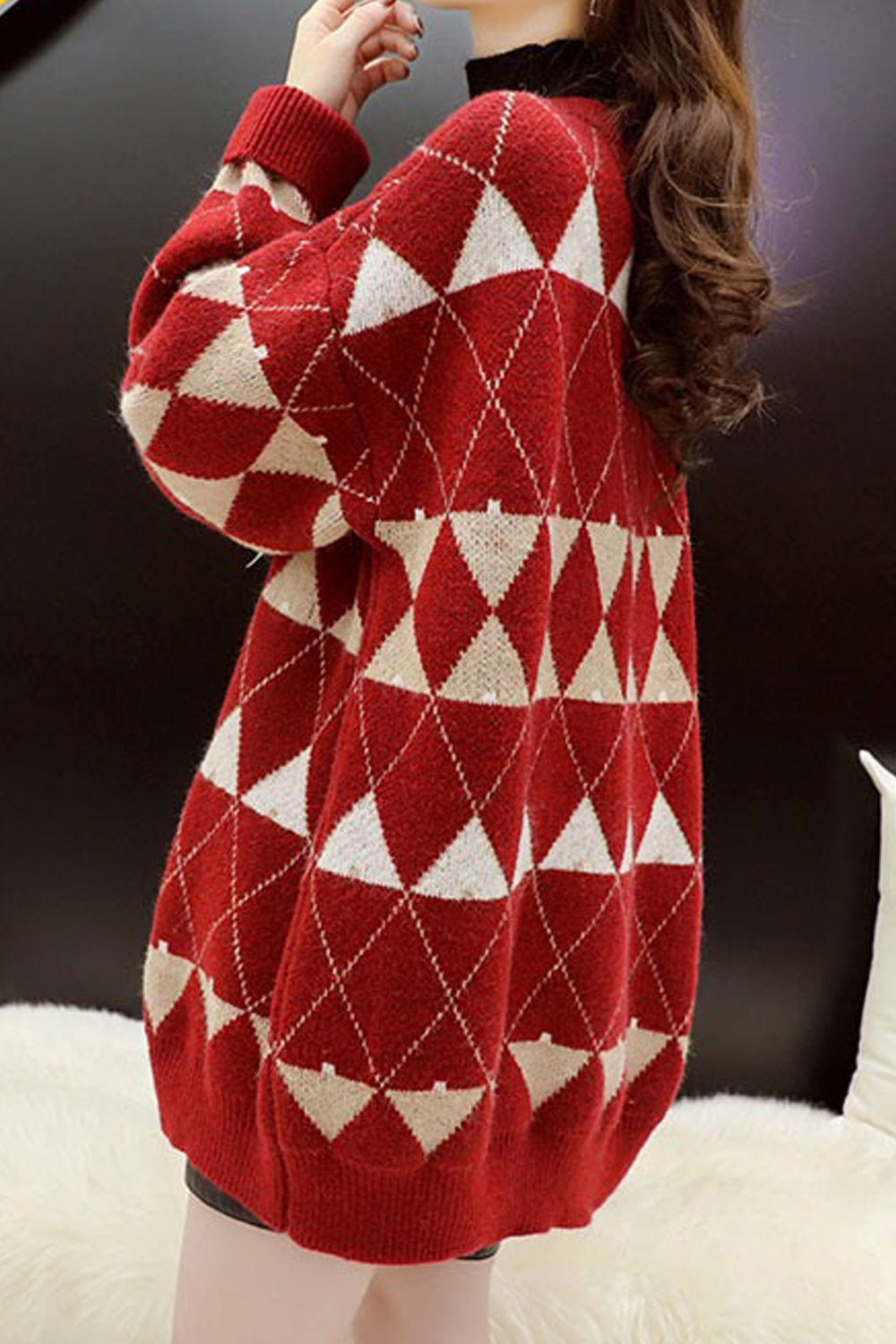 Women Deep Neck Loose Thick Fashion Sweater
