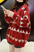 Women Deep Neck Loose Thick Fashion Sweater