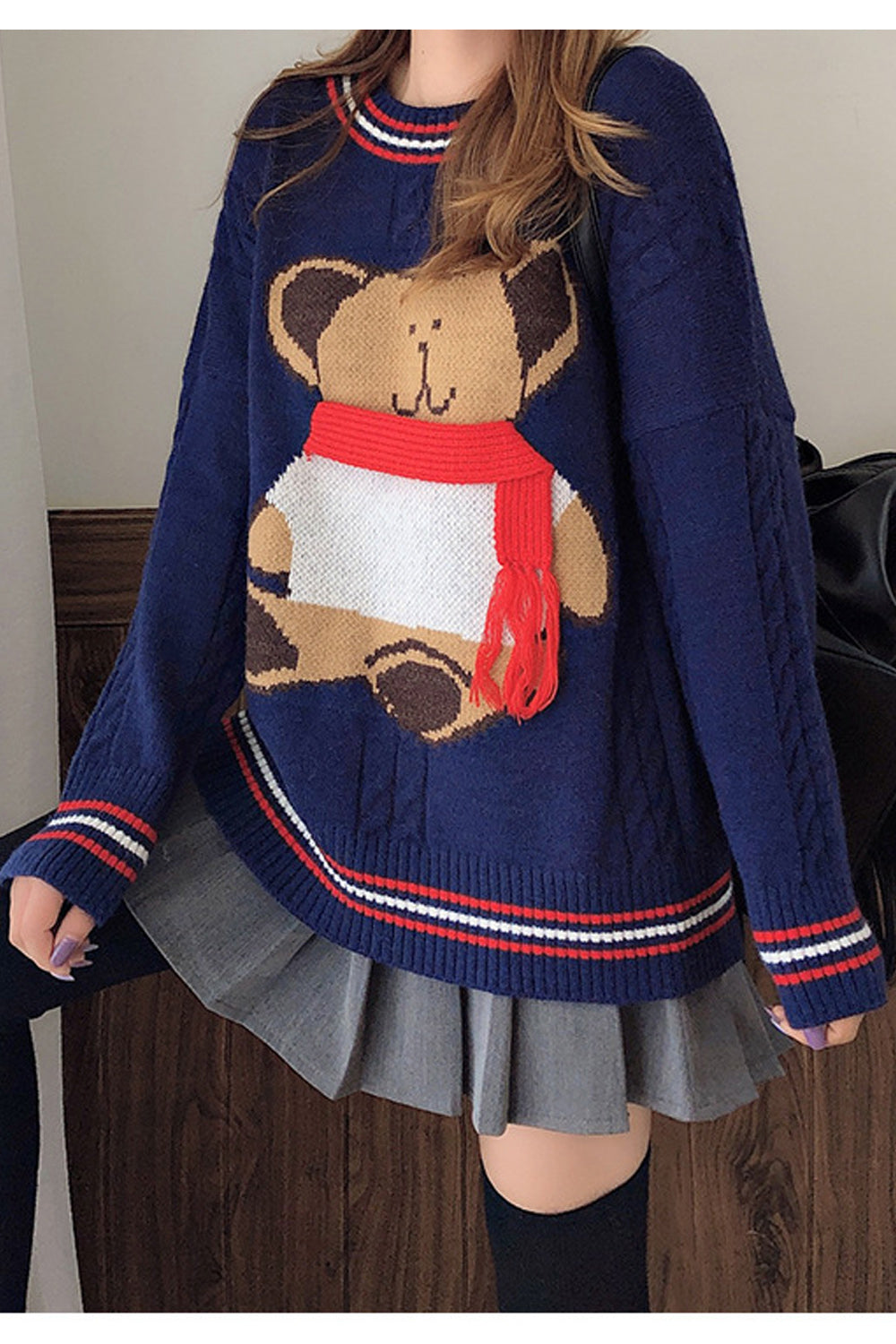 Women Casual Loose Fit Round Neck Pullover Winter Sweater