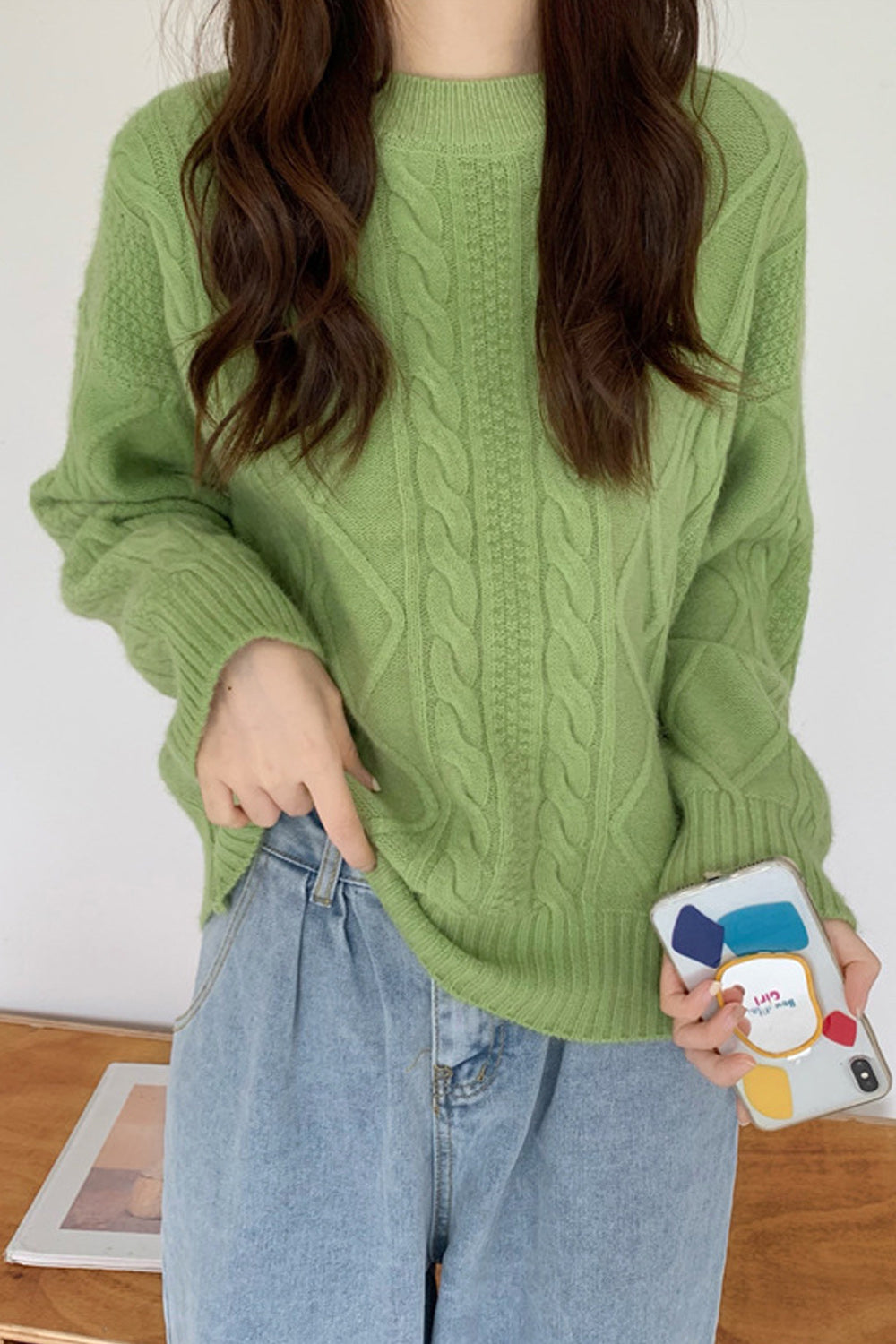 Women Thick Loose Warm Solid Color Winter Sweater