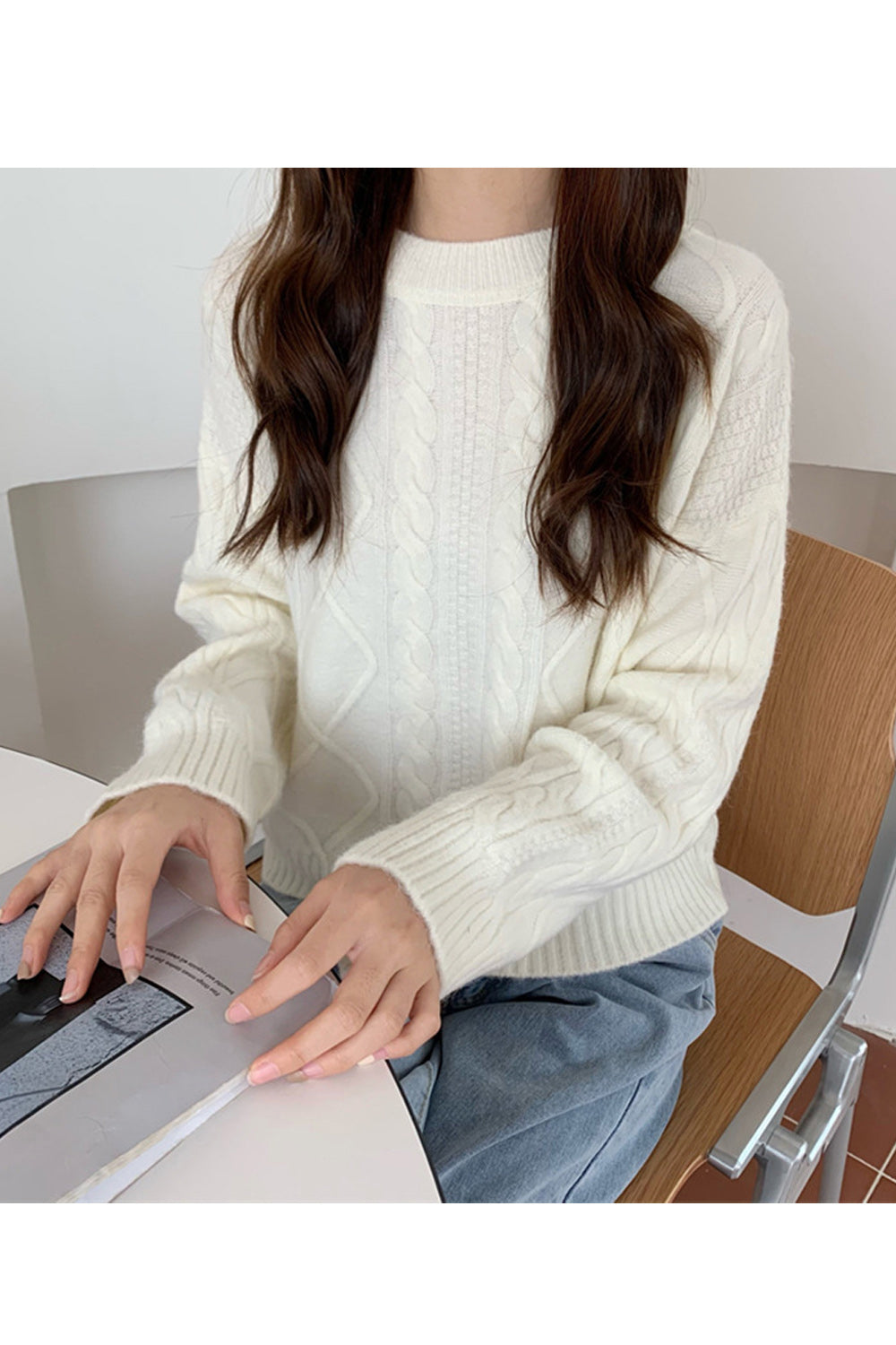 Women Thick Loose Warm Solid Color Winter Sweater