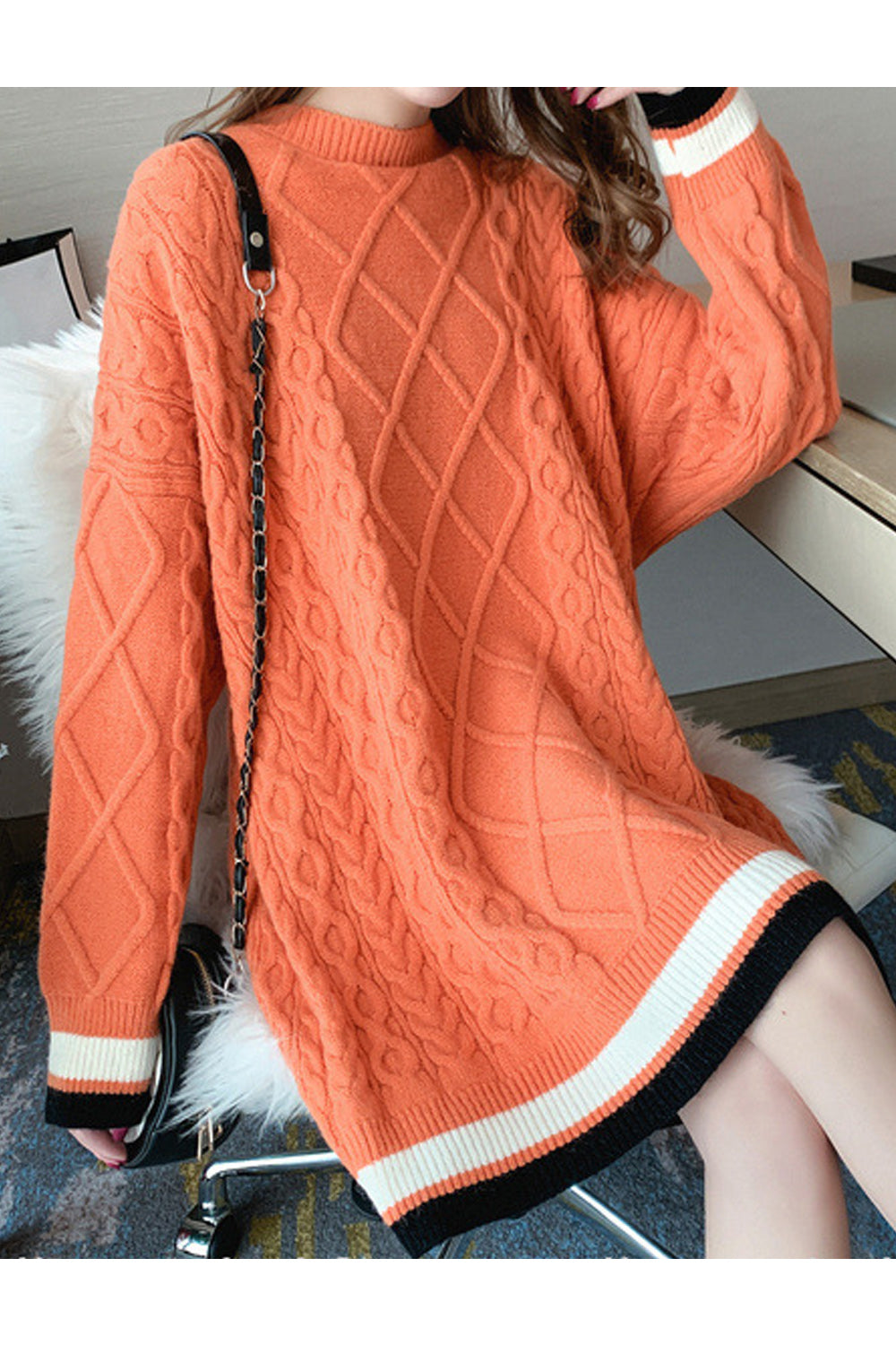 Women Stylish Pullover High-Neck Solid Color Thick & Warm Winter Sweater